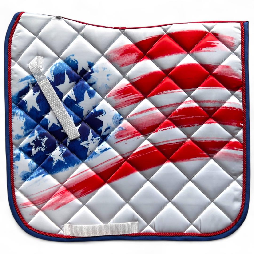 Patriotic Flag Saddle Pad – “Live Free” Edition