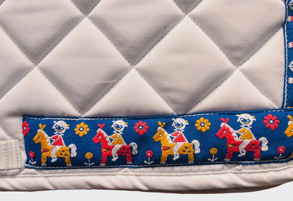 Dutch Girl & Pony Ribbon White Cotton Saddle Pad