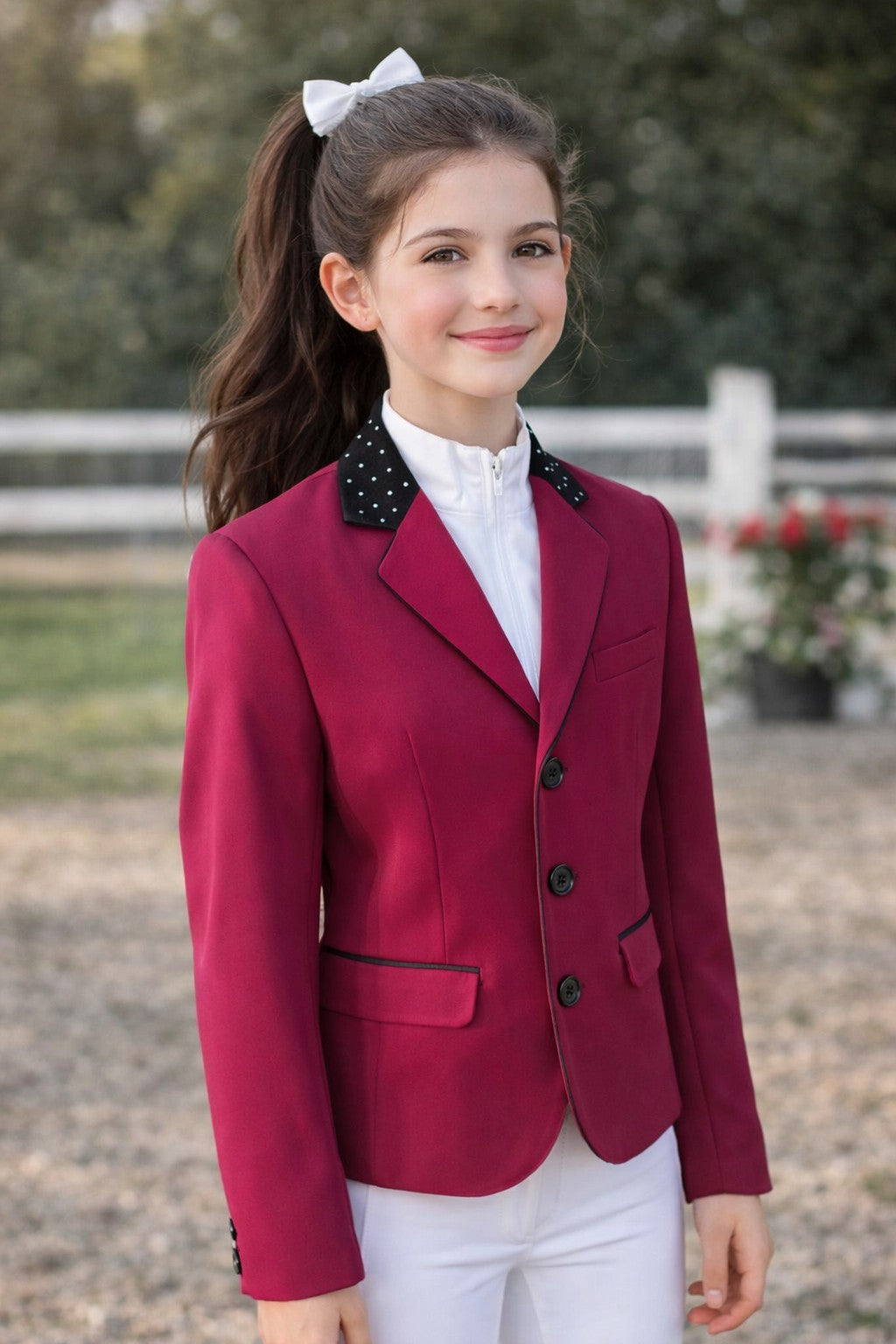 Ruby Roo Essentials Show Jacket - Raspberry & Black - Rhinestone Overlay