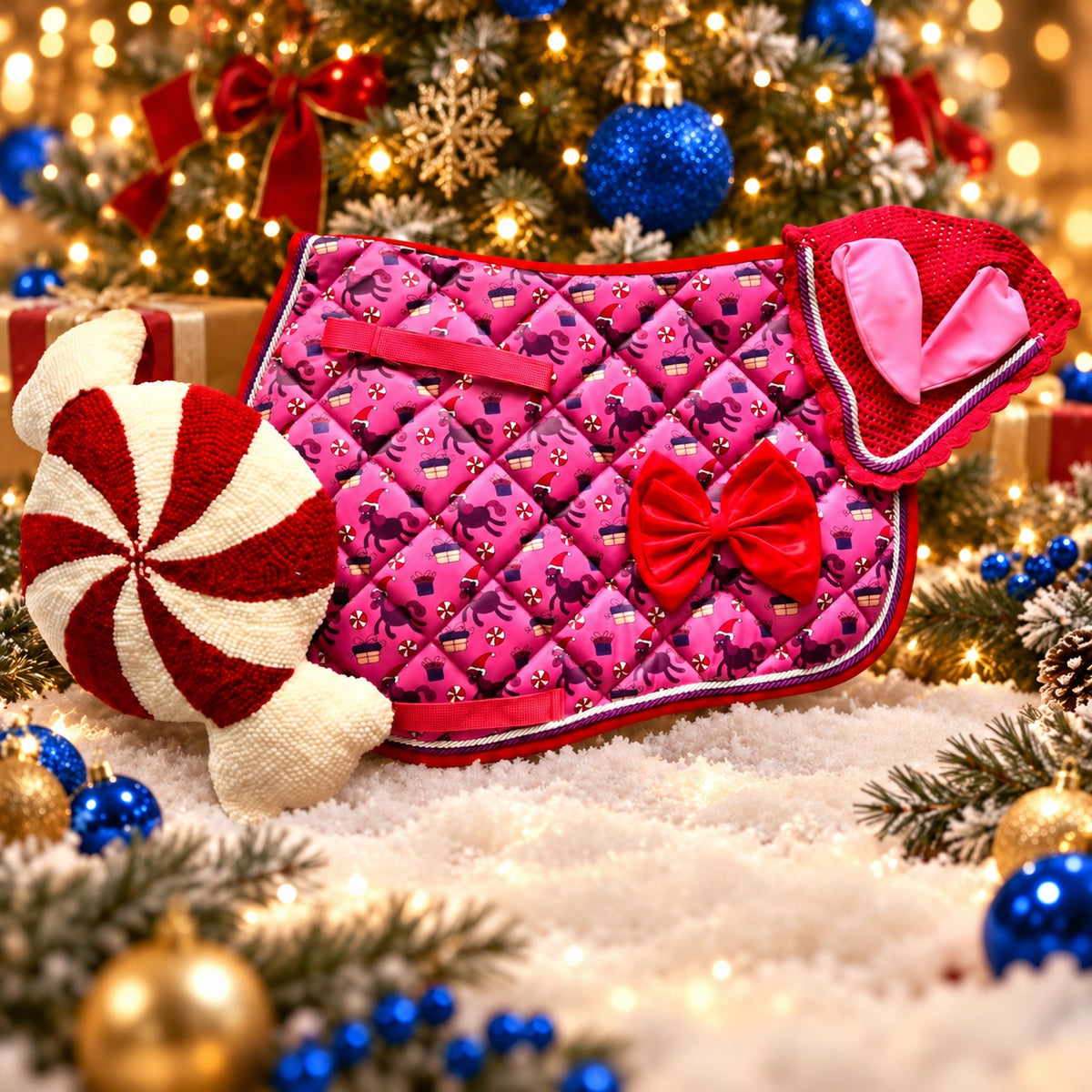 Peppermint Pony Holiday Pad and Pony Bonnet