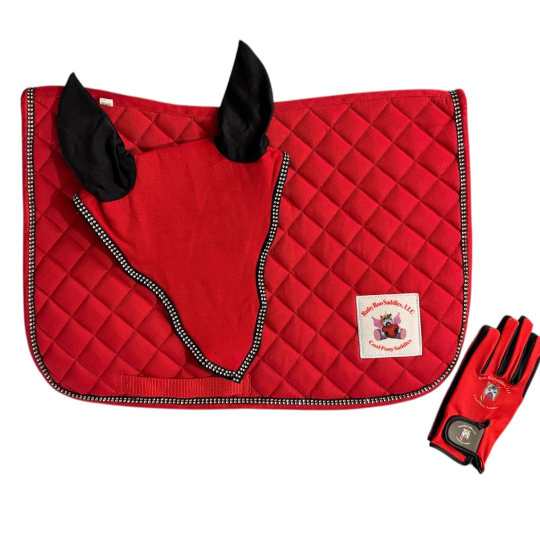 RED COTTON SET - RHINESTONE PIPING