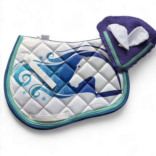 Winter Horse Saddle Pad & Bonnet Set